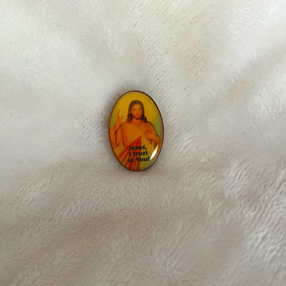 Multicolored Jesus brooch pin